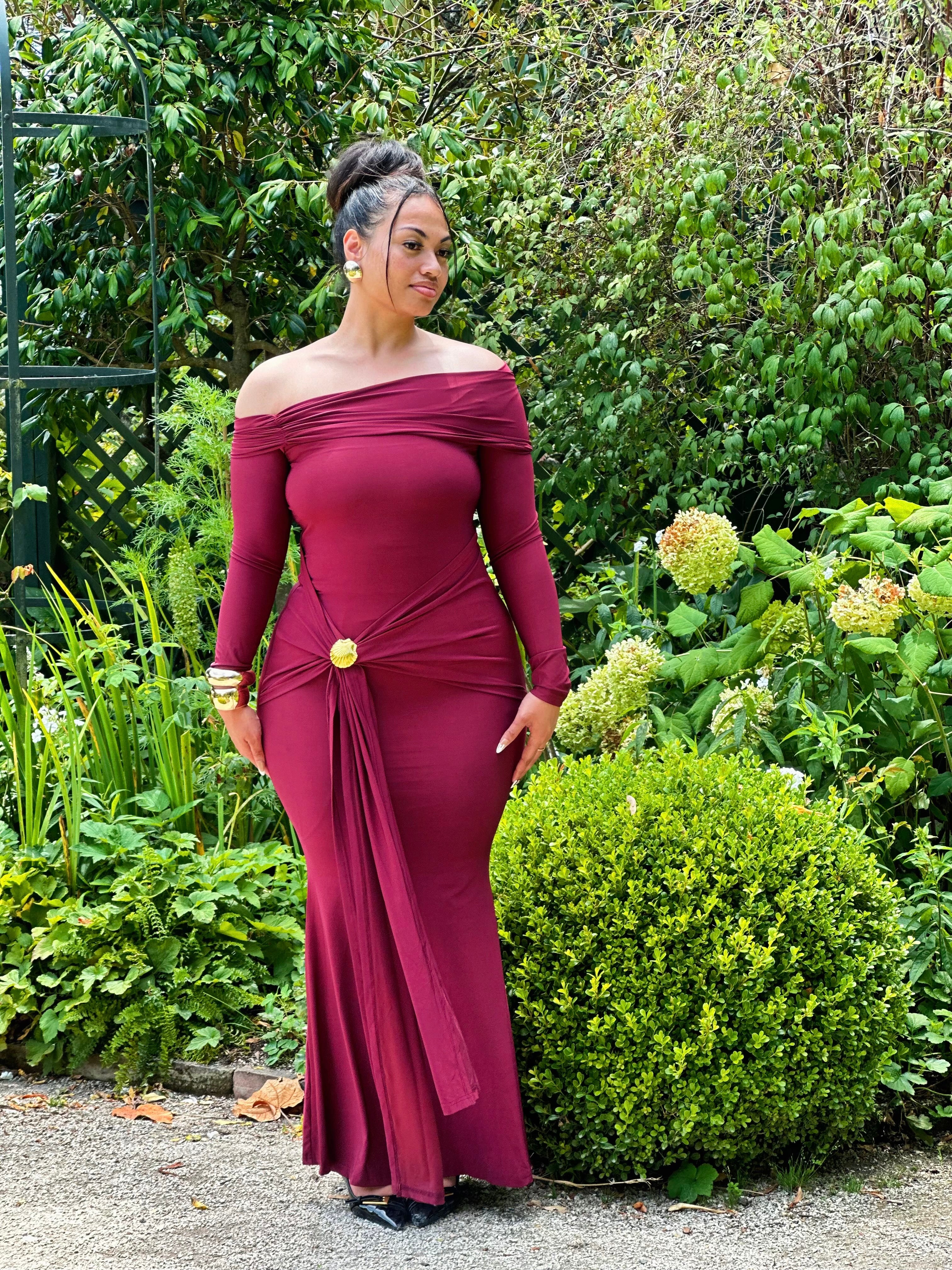 Tirzah Burgundy Dress Bodycon