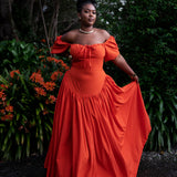 Full Bloom Orange Maxi Dress